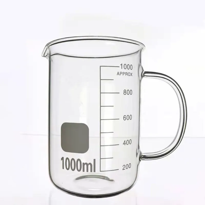 Premium Quality Graduated 5ml 10ml 25ml 30ml Glass Beaker 500ml with Handle