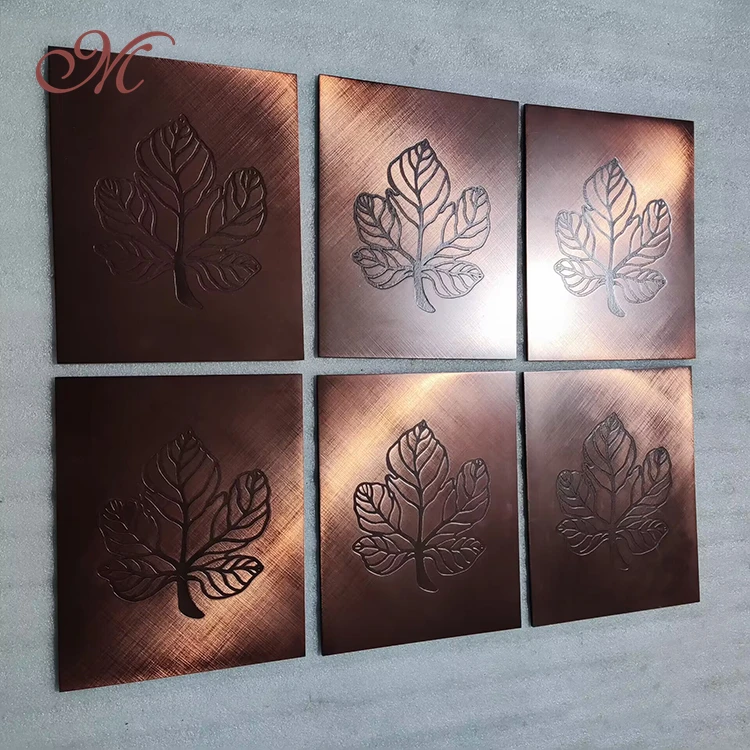 Custom Stainless Steel Engraved Gross Grain Copper Colour Wall Mount Logo Sign Plaque Plate Business Signage