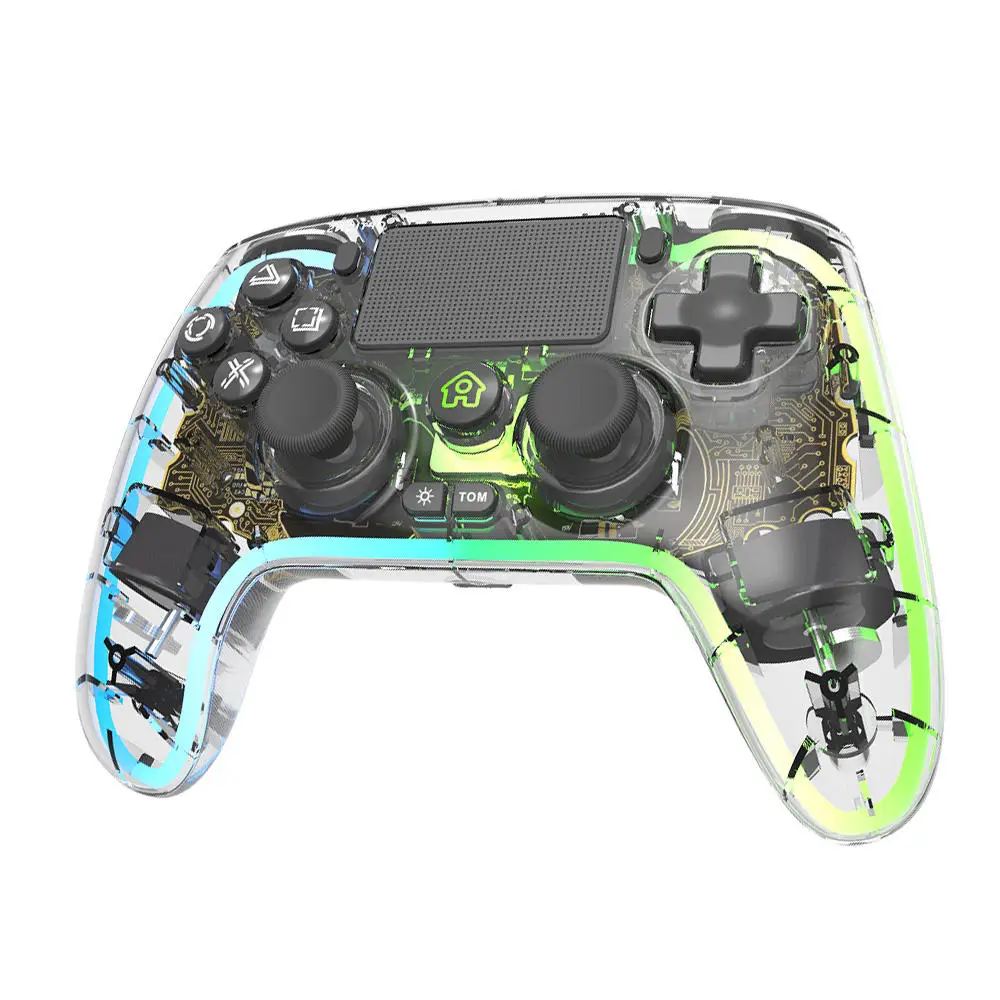 Colorful Light Controller RGB Wireless Gamepad for PS4/PC Hall Rocker Wireless Controller Built in Dual Vibration Motor