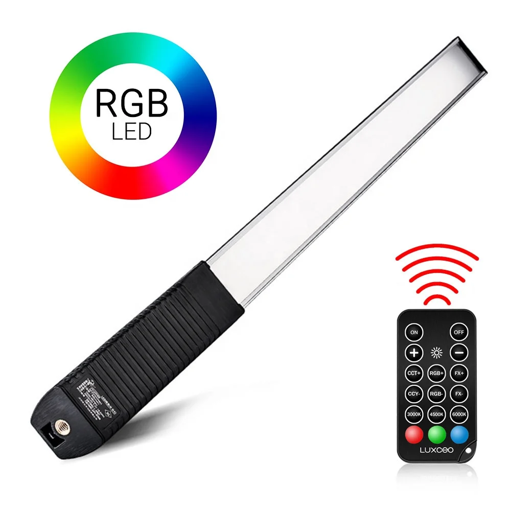 LUXCEO Q508A RGB Color Remote Control USB Rechargeable Photography Handheld Light Wand Portable LED Video Light