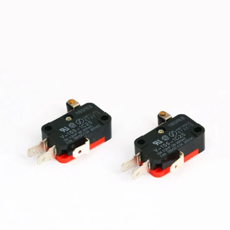 Black V-155-1C25 15A Dual Color 3 Pin Micro Switch With Plastic Button