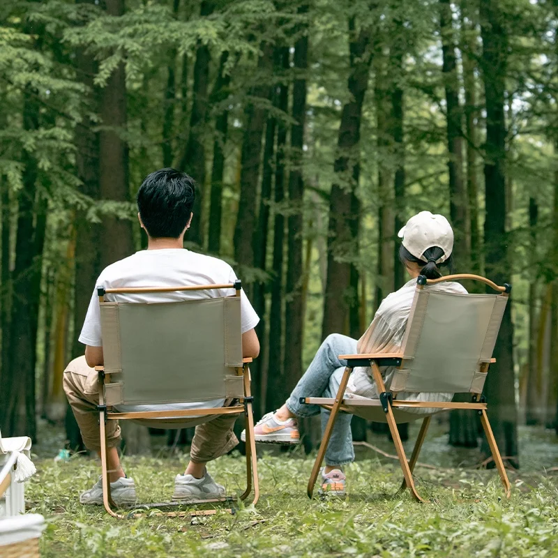 Benjia outdoor furniture kermit chair Wood grain aluminum portable folding camping chair