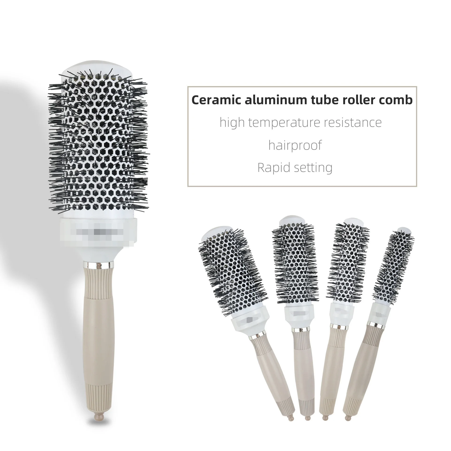 Hairdressing Shape Nano Ceramic Anti-static Barber Tube Comb High Temperature Resistance Ceramic Aluminum Round Roll Comb