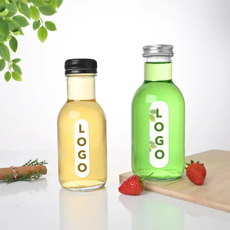 8oz 12oz Juice Bottles Glass  Cold Brew Beverage Clear Reusable Containers Clear Milk Bottles Empty Glass Bottles for Juice