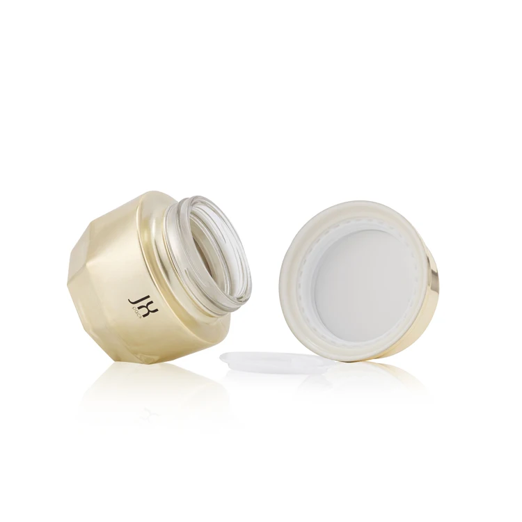 Unique 30 50 g 1 oz Empty Gold Facial Cream Containers Cosmetic Glass Jar Eco Gold  for Cosmetic Cream With Plastic Caps