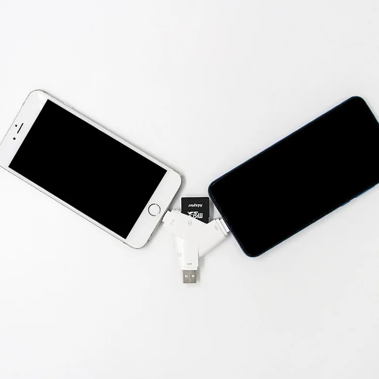 3 в 1 Многофункциональный кардридер для освещения/Type-C/USB со слотом