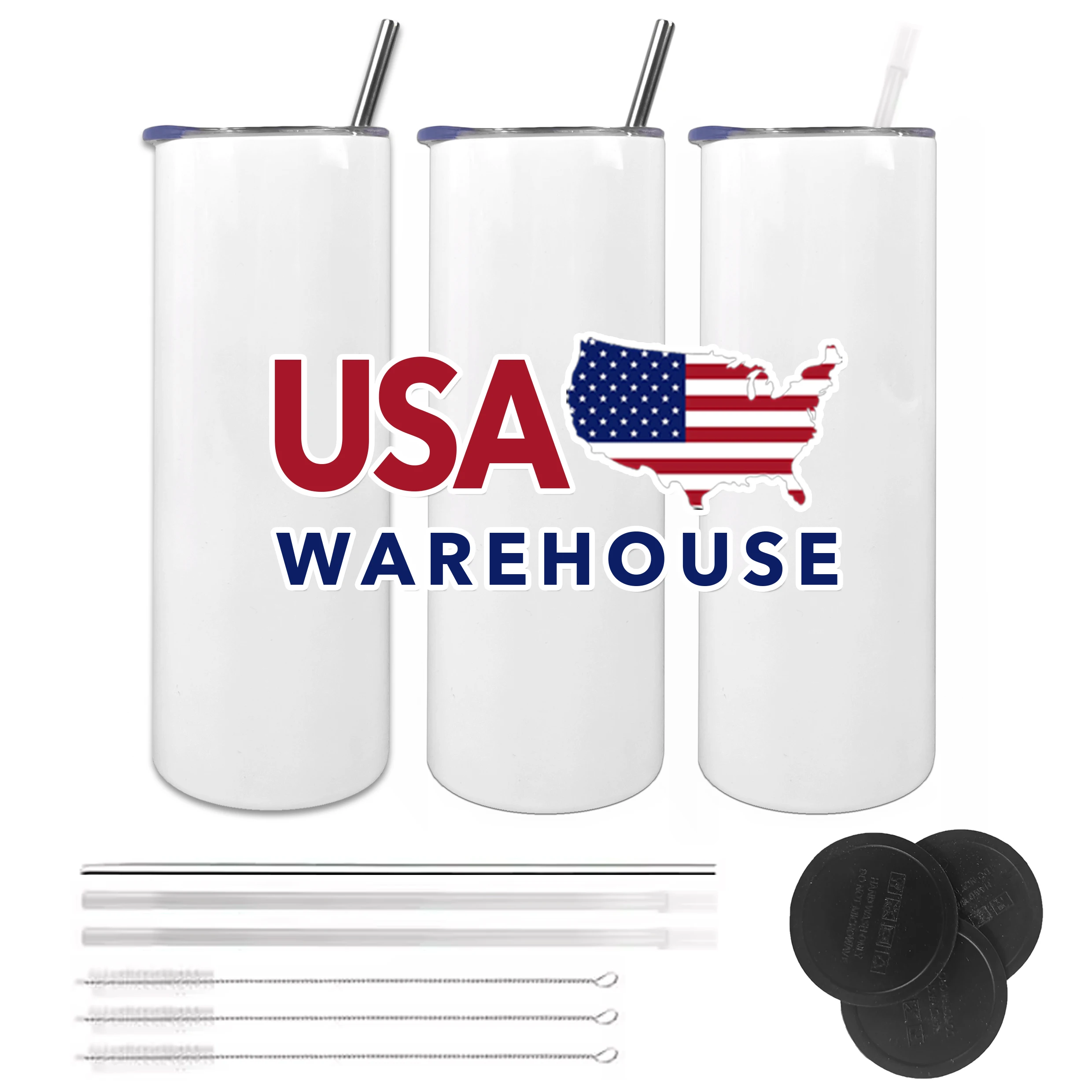US Warehouse Ready ship 20oz flat edge sublimation straight tumbler for DIY Blank Sublimation For Coffee Tea Beverages