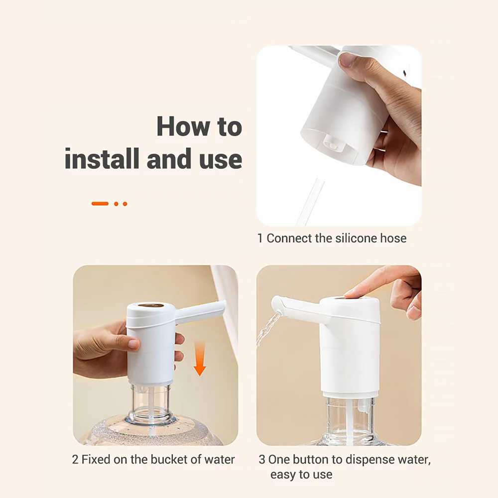 Water Dispenser Pump Portable USB Rechargeable Electric Drinking Bottle Automatic Pump Home Office Water Device Dispenser