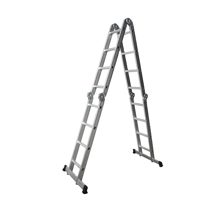 Folding Multipurpose Ladder Aluminum Stair Ladder High Quality Aluminum DX-404 4x4 Steps Graphic Design Outdoor DEXIN Modern
