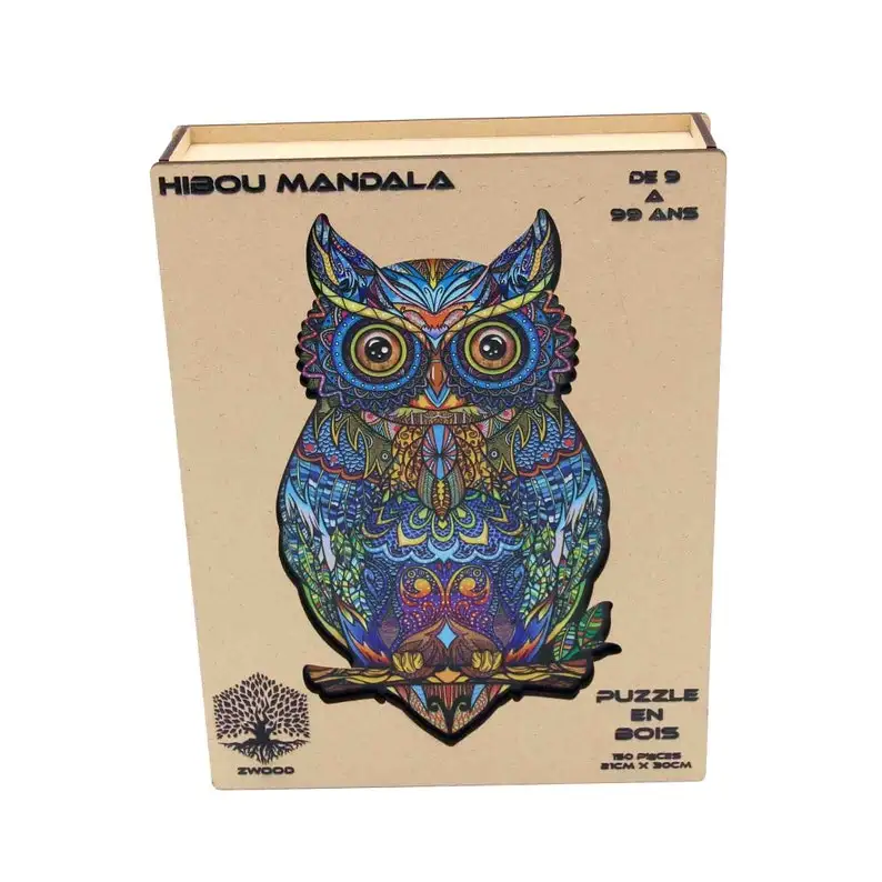 Customized Hight Quality decorative intellectual development Educational learning toys wooden animals adults OWL mandala Puzzle