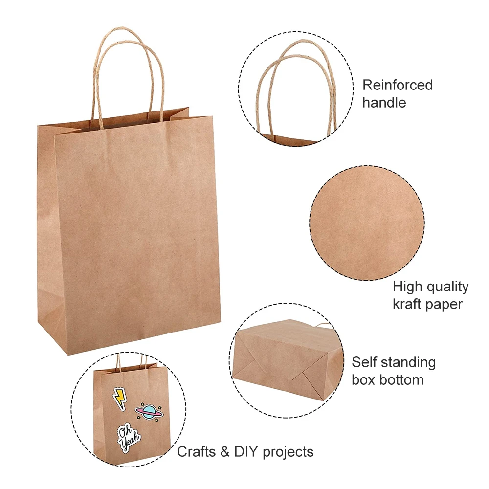 Custom Logo Printed Recyclable Twisted Handle Reusable Shopping  Kraft Paper Bag