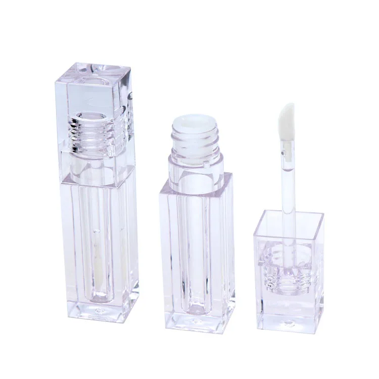 7ml PETG material transparent square lip gloss tube