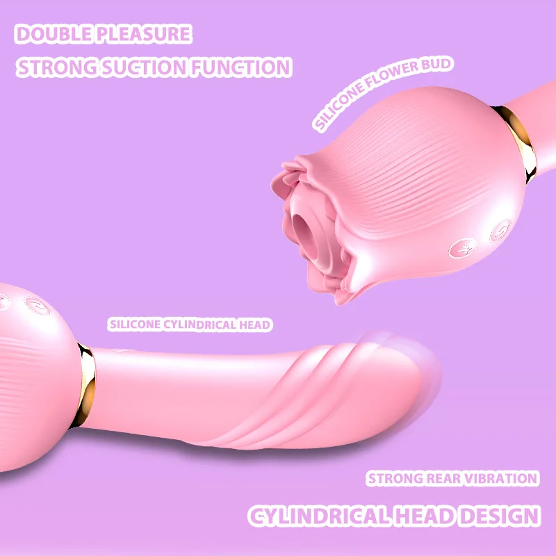 hot sale G spot 2 IN 1 rose vibrator for Female pussy stimulator clitoris tongue sucking vibrator AV Wand massager
