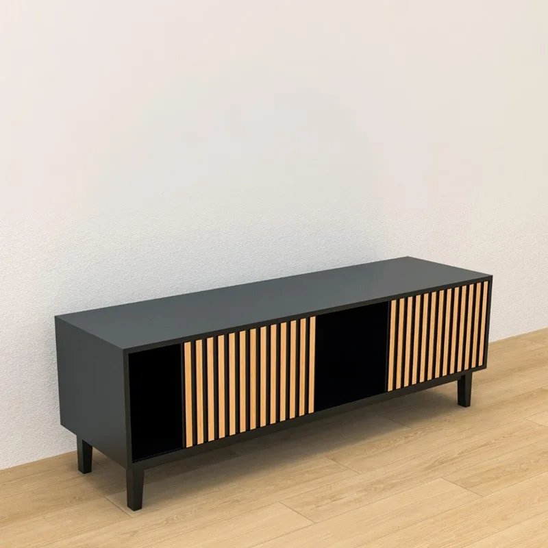 Bamboo Slatted Door Modern Scandinavian bamboo furniture living room TV Stand