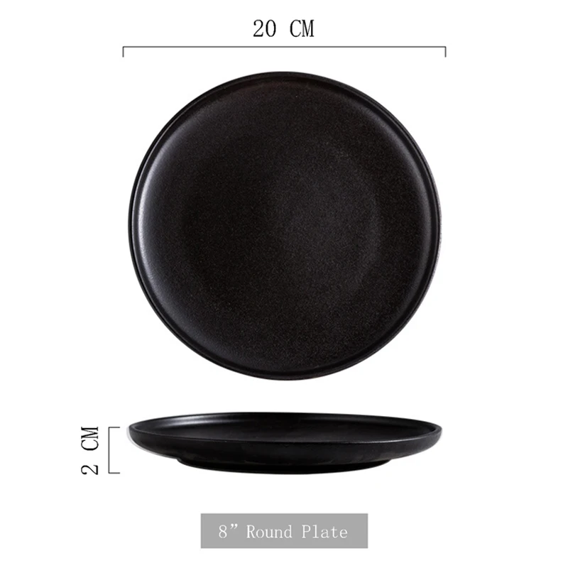 Factory Hotel Black Nordic Restaurant Tableware Plates Porcelain Dishes Ceramic Dinner Plates Crockery Plates