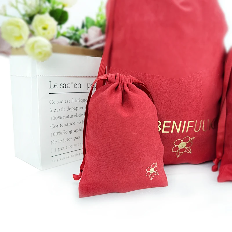 Customize Eco Friendly Luxury Dust Bag Drawstring Pouch Suede Duster Bags for Handbags Shoes Gifts