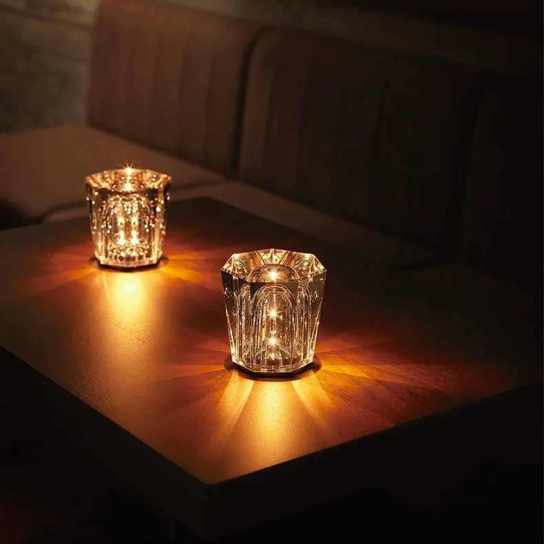 Creative Crystal Luxury Modern Led Desk Cordless Table Light Lamp for bar Restaurant Ktv