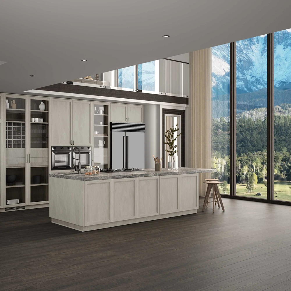 Modern Design Matte Lacquer MDF Flat Panel Kitchen Cabinets with Island Kitchen universal magic corner for kitchen cabinet
