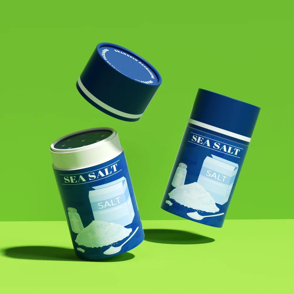 Biodegradable Cardboard Powder Container Paper Tube Cylinder CMYK Printing Salt Packaging Tube With Shaker Sifter
