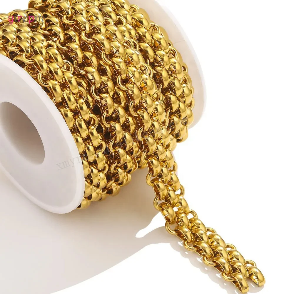 New hip-hop stainless steel DIY chain 18k gold-plated stainless steel chain roller bulk chain for