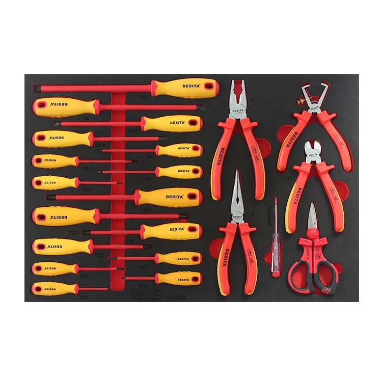 Multi Function Electricians Vehicle Tools Insulated Screwdriver & Pliers Tools Set Carton Box Storage Spare Tools Parts Box