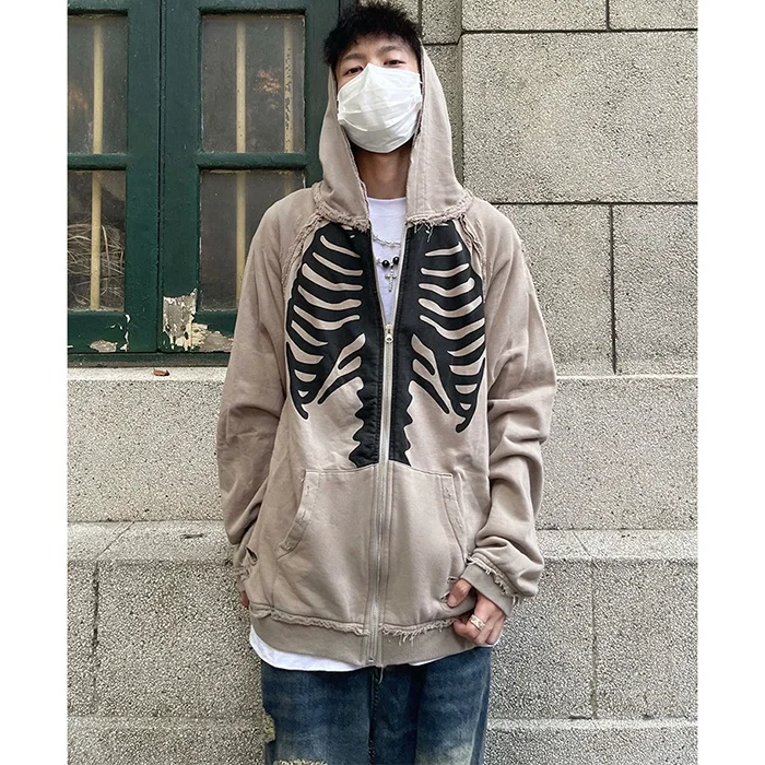 BILLIONS Custom full zip up hoodie skull printed custom made heavy weight zip up hoodie