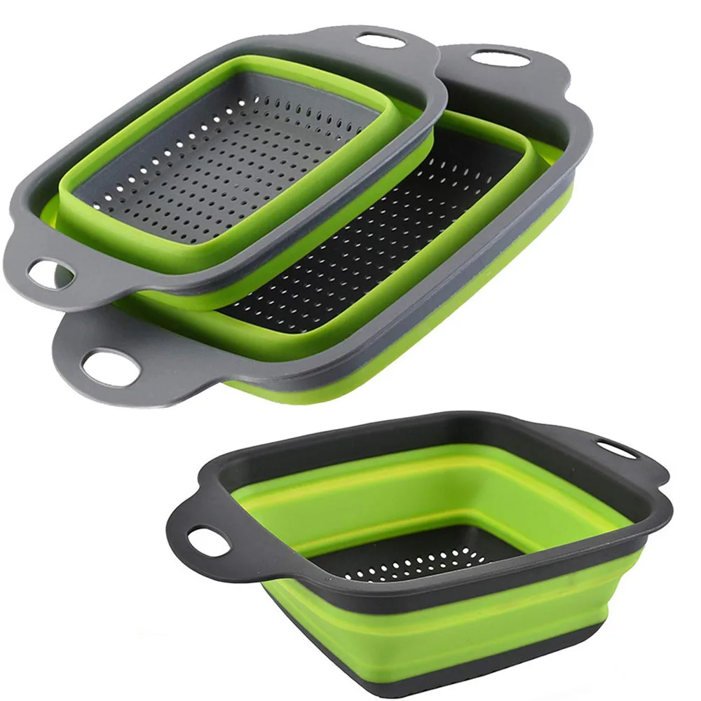 Hot Selling Creative Kitchen PP TPR Filter Water Drain Basket Folding Basket Folding Drain Basket