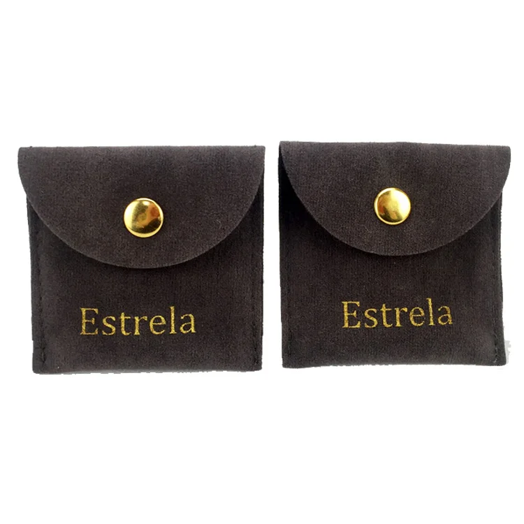 Green velvet jewelry envelope pouch faux suede gift wrapping jewelry packaging bags with logo for jewelry