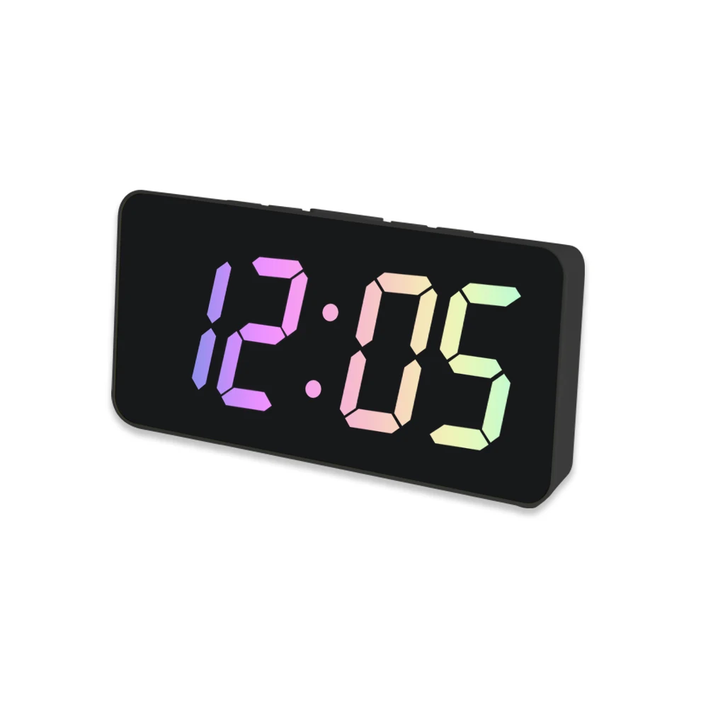 EMAF Bedside Alarm Clock with  LED Display USB Battery Powered with Temperature Snooze Date Adjustable Brightness