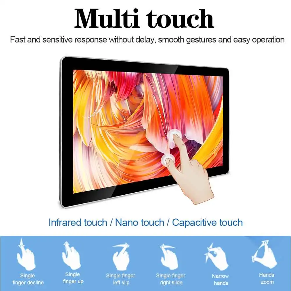 Custom screen size 43 55 65 inch wall mounted lcd touch screen indoor advertising display