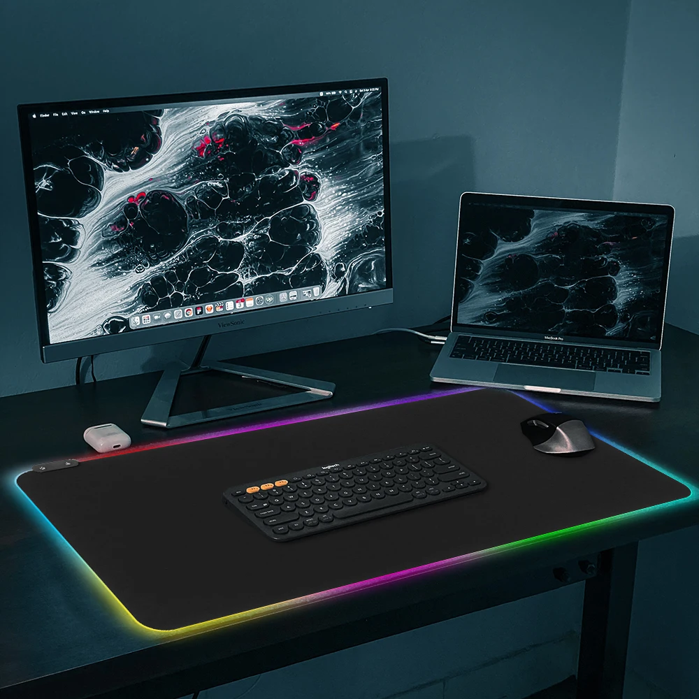 RGB Sublimation Desk Mat Mousepad Custom Logo Wireless Charging XL XXL RGB Gaming Keyboard Mouse Pad