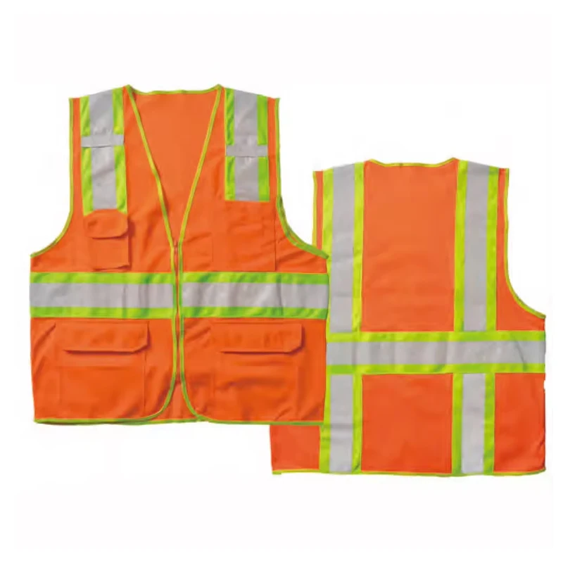 Reflective High Visibility Safety Vest with Pockets and Zipper Breathable Neon Working Vest for Men Women Work Construction Vest
