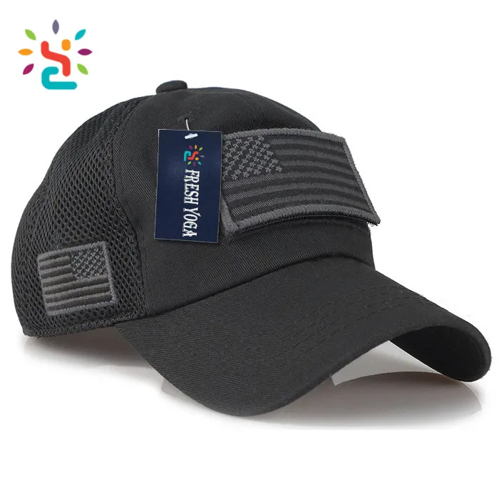 Custom camouflage mesh cap special tactical operator USA flag patch side embroidery trucker hat