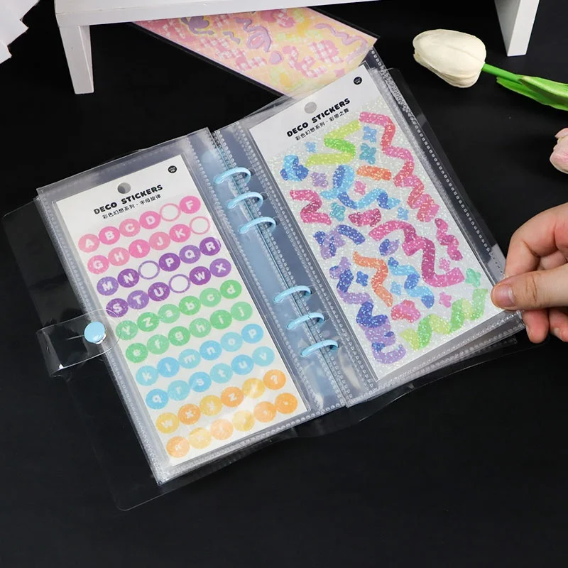 A6 6 ring binder ultra-clear business card sleeves double-sided 3 pocket photo pages side loading planner pp sleeve refill pages