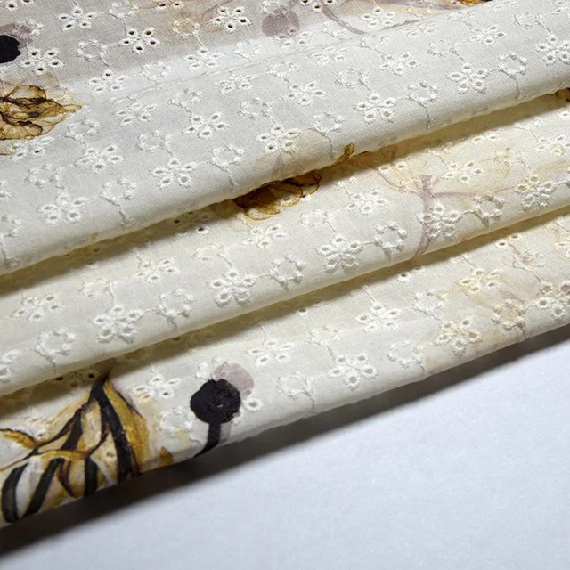 Индивидуальный рисунок цифровой печати хлопок вуаль химическая вышивка кружева ткань