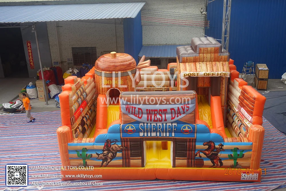 Inflatable desert trampoline slide amusement park, punk theme children inflatable park toy