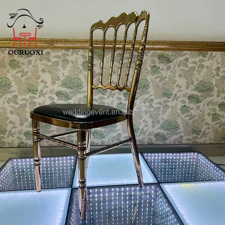 Wholesale Customized Gold Electroplated Iron Napoleon Wedding Hotel Banquet Chair