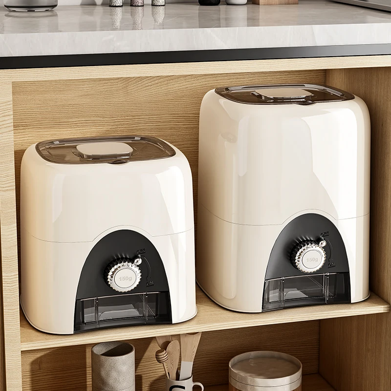 Foldable Plastic Moisture-Proof Kitchen Storage Box Bulk Dry Food Containers with Measuring Cup for Rice Cereal Grain Tea