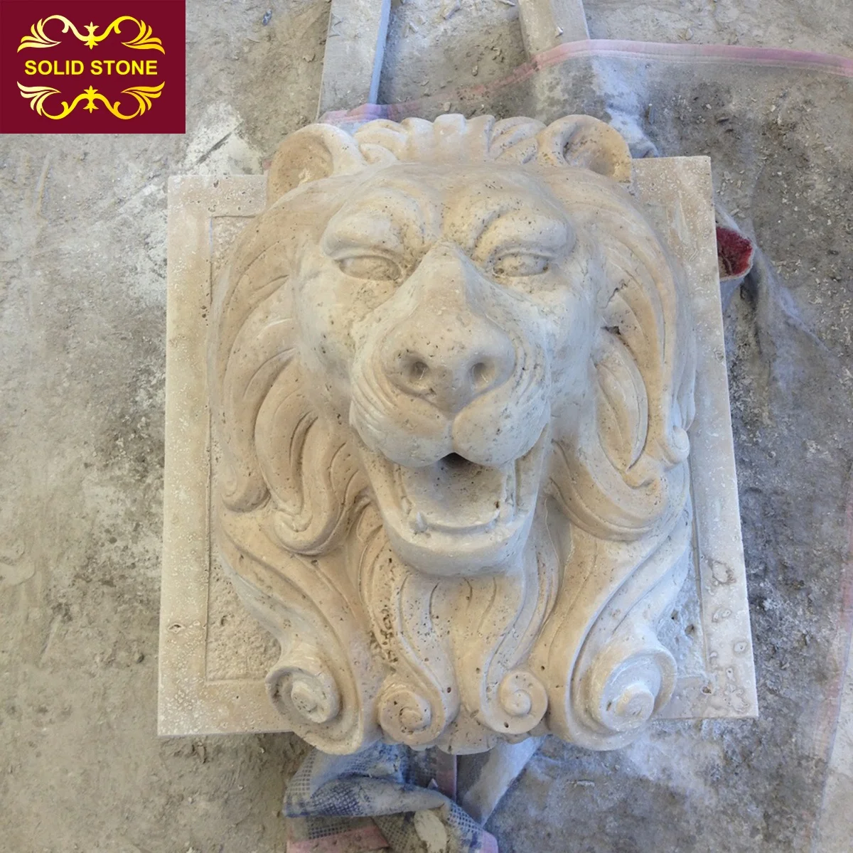 Marble wall fountain Natural stone honed travertine wall lion head fountain