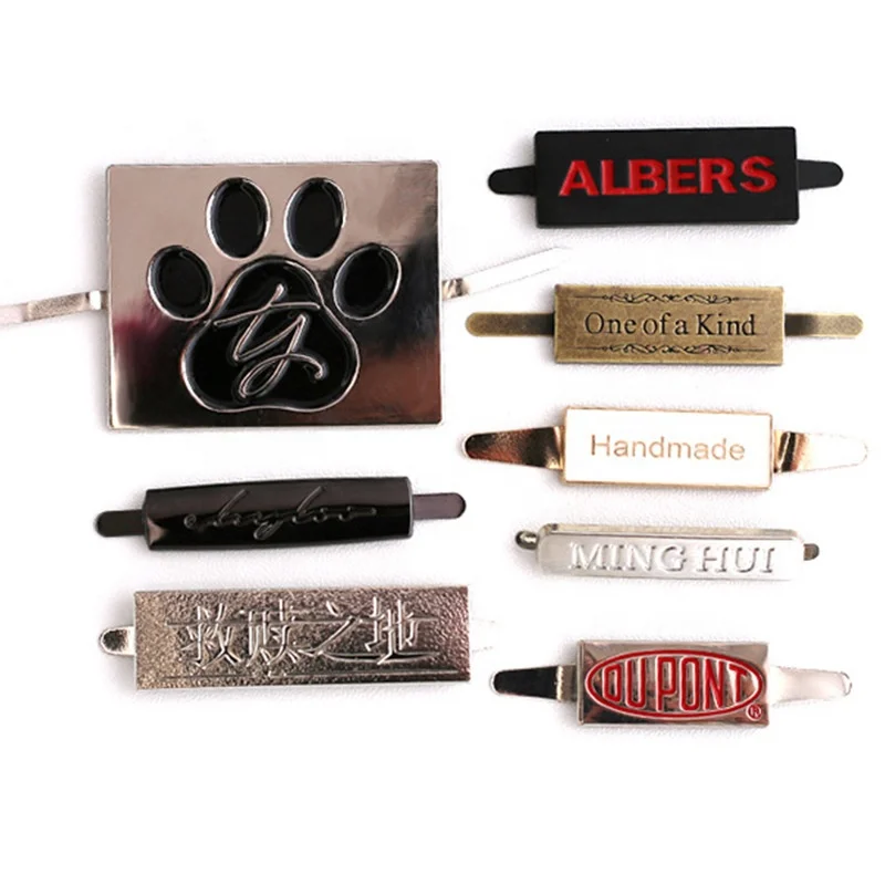 Custom Plate Engraved Bag Design Tags Letters Metal Name Tags Handbag Metal Label Brand Metal Logo For Handbags