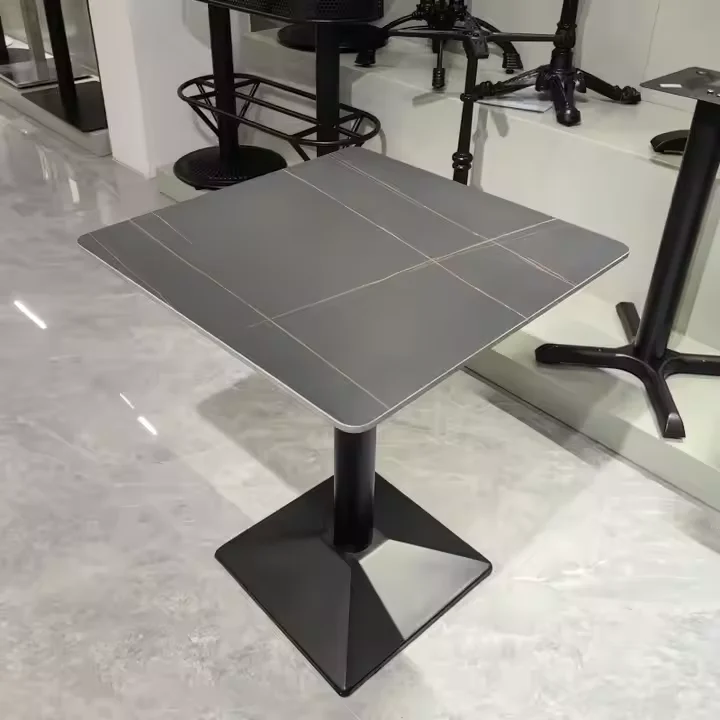 Commercial Catering Restaurant Tables Sintered Stone Dining Sets Fast Food Hot Pot Milk Tea Noodle Shops Outdoor Square Tables