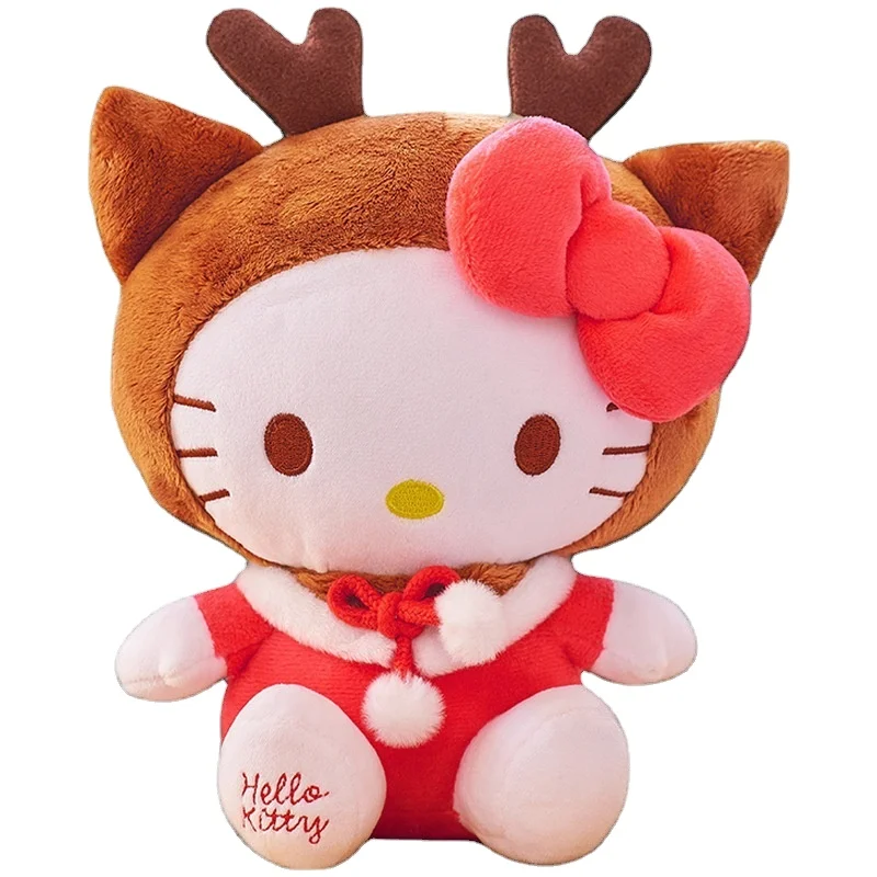Hot Sales Japanese Cartoon Pink Hello KT Cat Plush Toy Deer Kitty Stuffed Animal Toys Kawaii Halo Cat Kids Toys