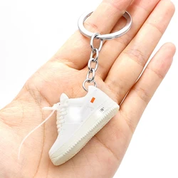 High Quality Soft Pvc key chain  cute 3D 1/6 rubber sneaker aj shoes keychain  Air Force One shoe key chain