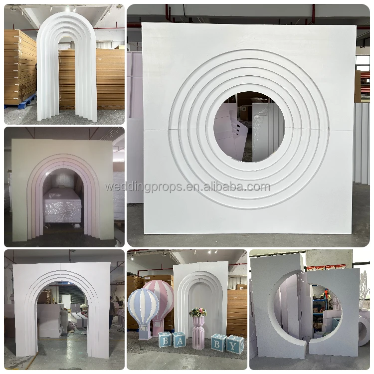 B02-238 Factory Customize New Design Wedding Backdrop Arch White Pvc Acrylic Panels 3d Wall for Events