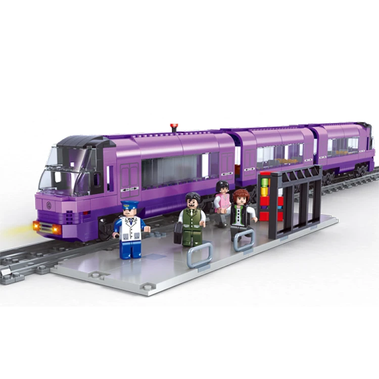 Christmas plastic connector sets station mini train building block toy for 8 year olds