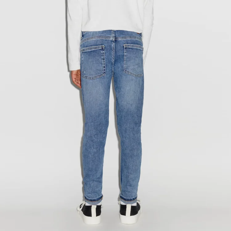 OEM Custom Skinny Kids Jeans Ripped Baggy Acid Enzymes Washed Denim Pants For Boys