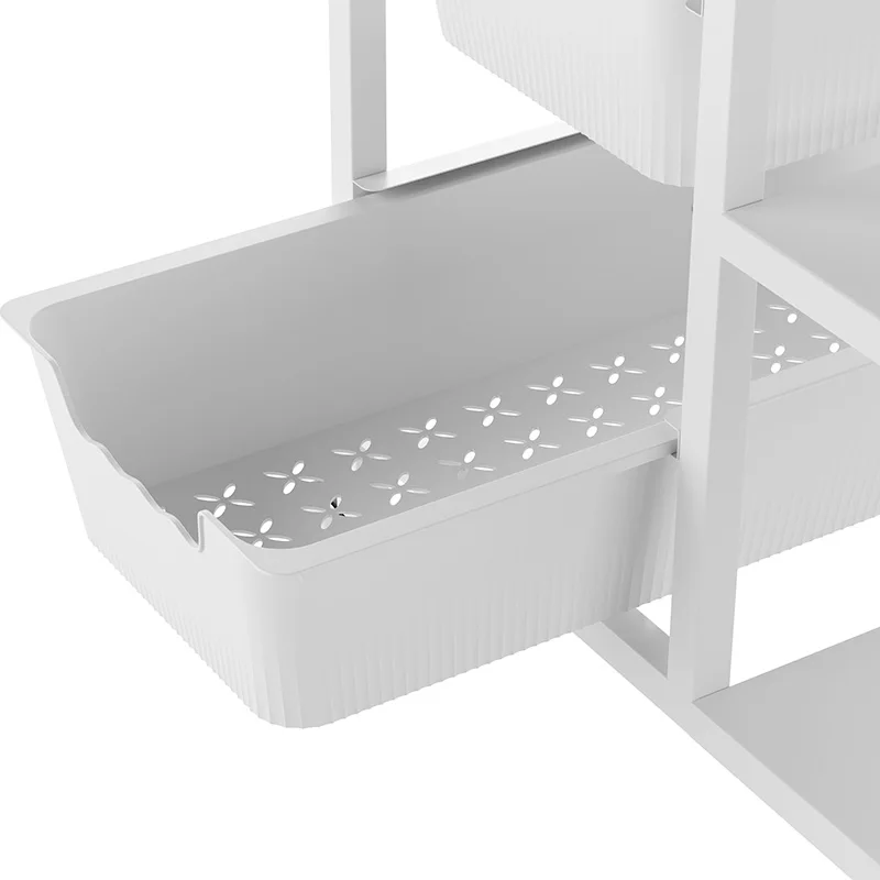 Manufacturer Household Storage 4 Tier Plastic Drawer Storage Cart Kitchen Double -sides Utility Trolley Storage Rack