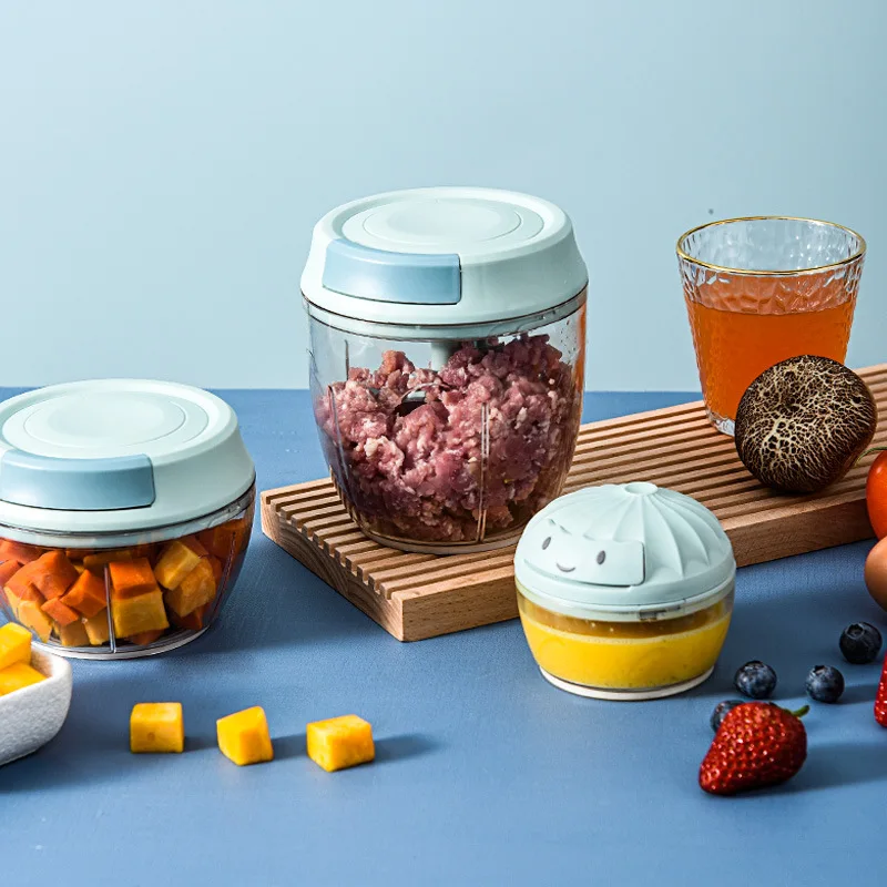 Customized logo Mini Hand Pullcord Chopper Manual Food Processor Quick Pull Chopper for Vegetable Garlic Pepper