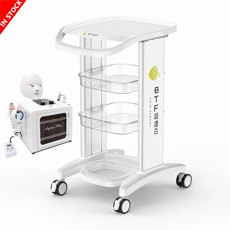 Hot Sale Aluminum salon trolley Stand Glass Beauty Metal Locking Salon Trolley