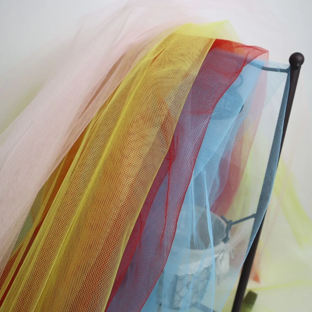 Light weight 30-55gsm 100% polyester Dyed Knitted Mesh Fabric knit fabric